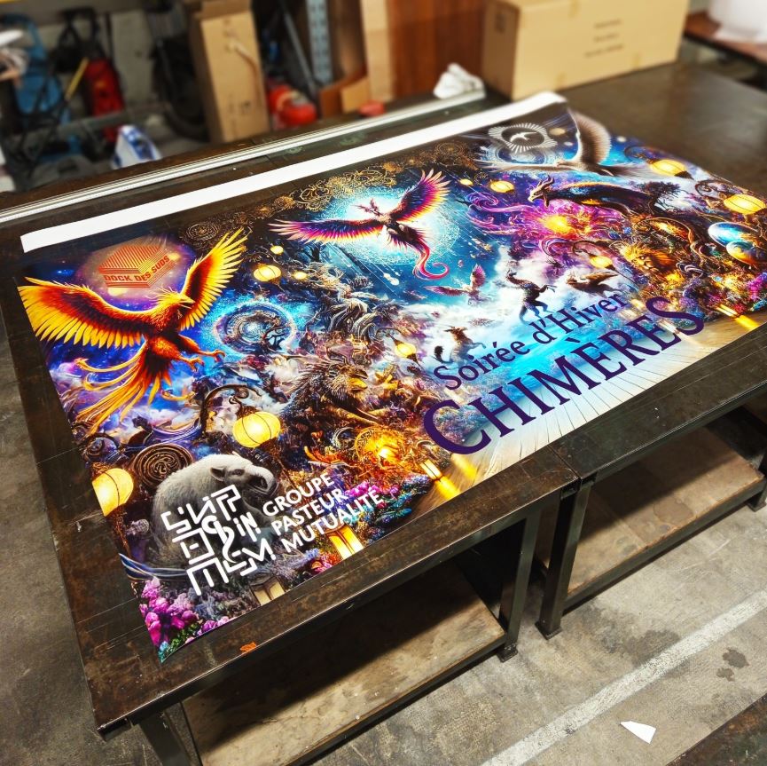 Impression sur bâche, fond photo